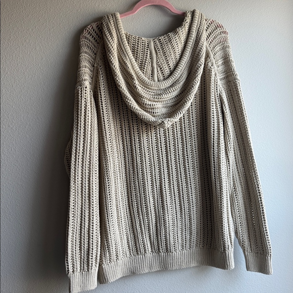 Aritzia Wilfred Free Cardan Hoodie Relaxed cotton knit hoodie Mullein Beige - Picture 5 of 5